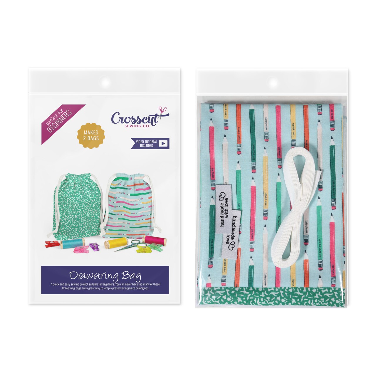 Crosscut Sewing Co.® Drawstring Bag Sewing Kit - Beginner Sewing Project Kit